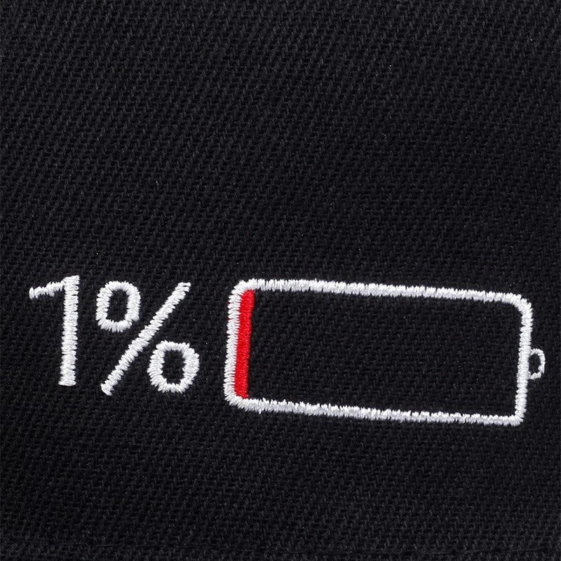 Battery Life Snapback Hat Set 1% Low & 100% Full Charge Embroidered Cap