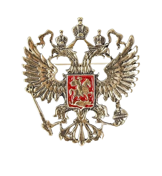 3pcs Black Gold Silver Russian Imperial Eagle Brooch Pin Set Heraldic Gift Set