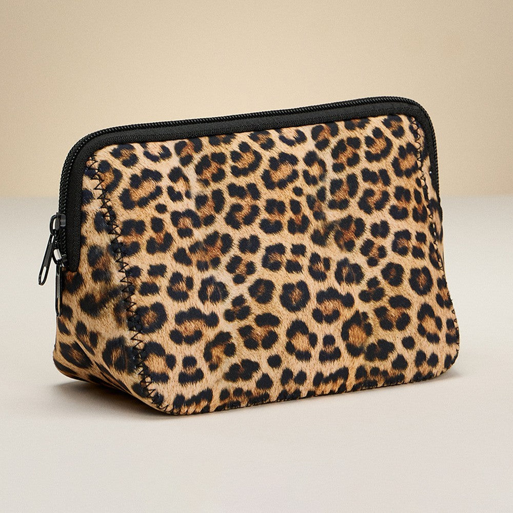 Animal Print Neoprene Cosmetic Bag Makeup Pouch Travel Zipper Organizer 10"