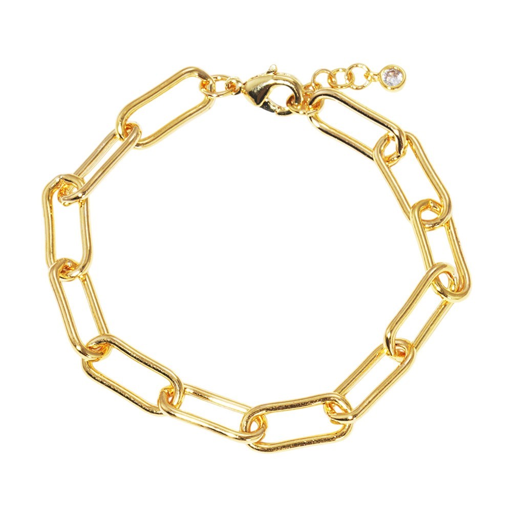 Gold & Silver Paperclip Chain Link Bracelets  Set Adjustable Fashion Jewelry