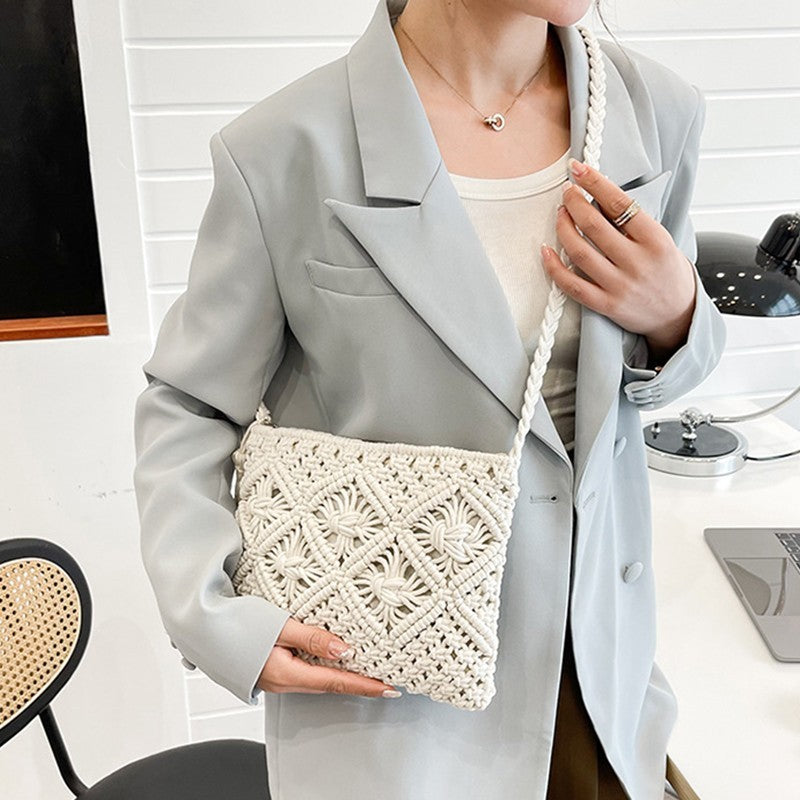 Women’s Summer Straw  Crossbody Bag White Shoulder Beach Bags for Ladies