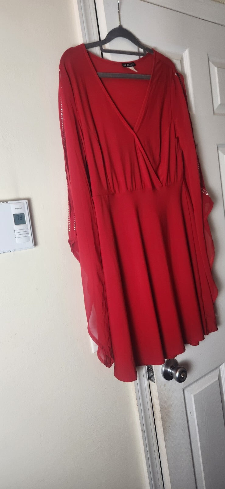 Venus Women’s Red Midi Dress Large Size Wedding Guess Dresses for Ladies