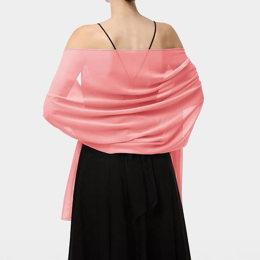 Lightweight Chiffon Shawl Pink Scarf Wrap Sheer Evening Cover Up for Women
