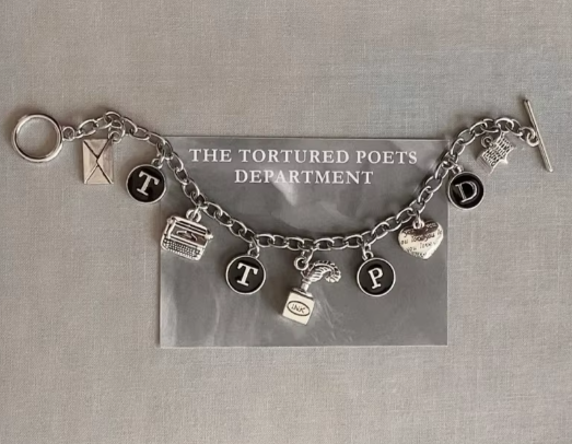  The Tortured Poets  Inspired Antique Silver Charm Bracelet Great Quality 
