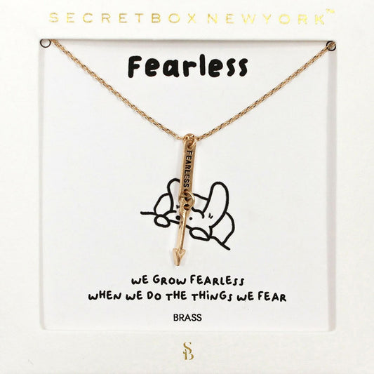 Fearless Arrow Bar Pendant Necklace Gold Tone Brass Gift Inspirational Jewelry