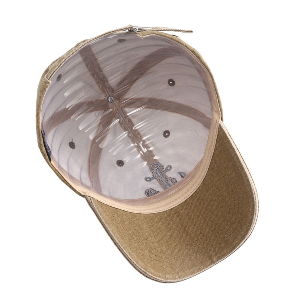 Vintage Washed Anchor Hat Nautical Baseball Cap Dad Distressed Cotton Khaki