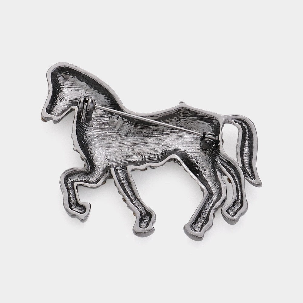2pc Gold and Silver Galloping Horse Pin Brooches Western Equestrian Brooch Gift