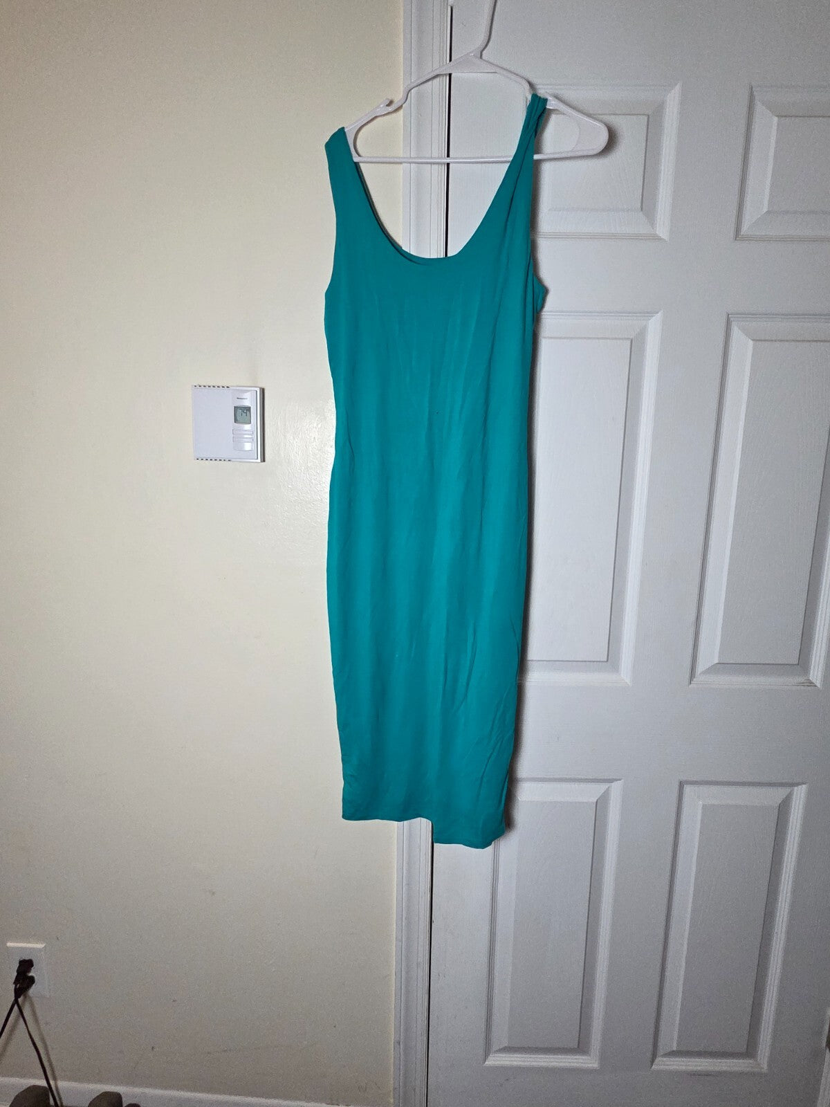 Women’s Sleeveless Bodycon Midi Dress Blue Fitted Stretchy Casual Dress Medium