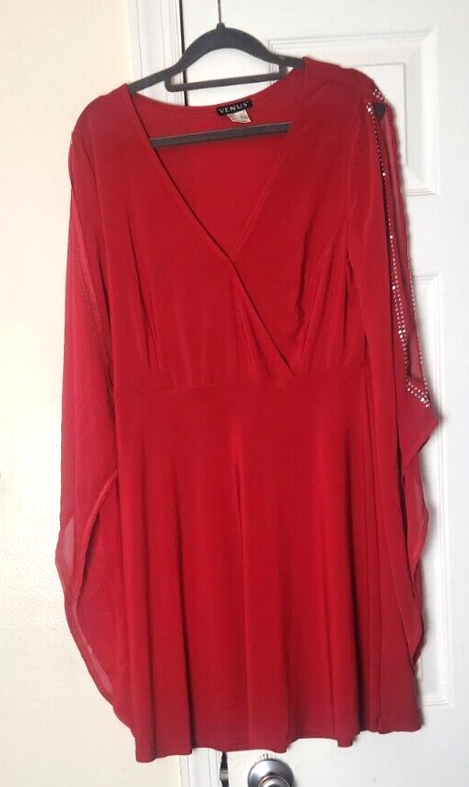 Venus Women’s Red Midi Dress Large Size Wedding Guess Dresses for Ladies