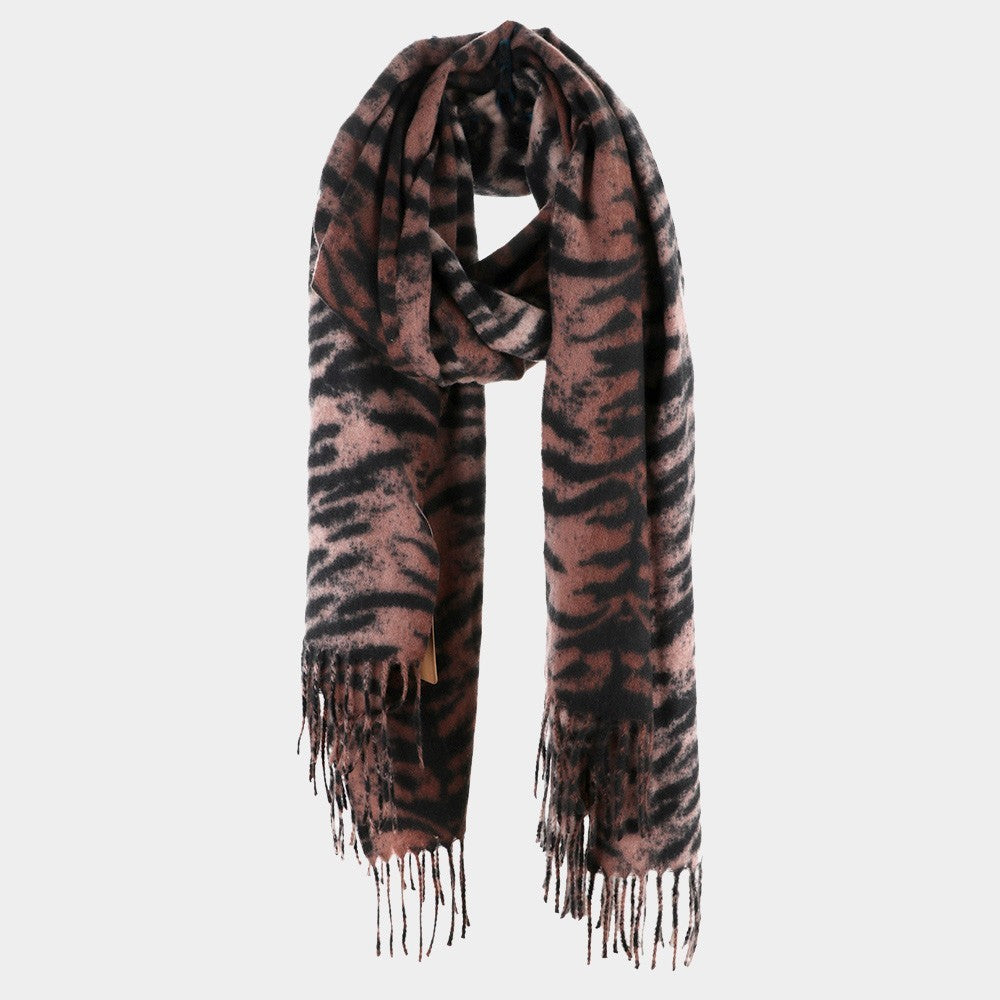 Animal Print Tassel Oblong Scarf Stylish Fashion Accessory for Women
