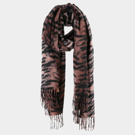 Animal Print Tassel Oblong Scarf Stylish Fashion Accessory for Women
