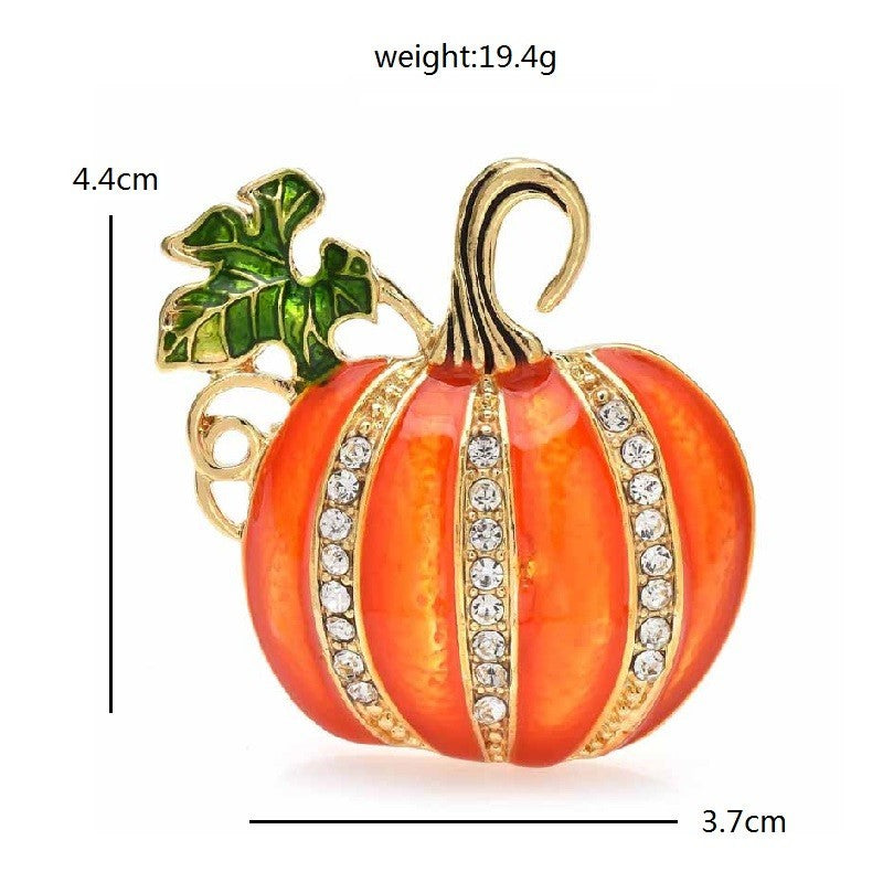 Elegant Halloween Pumpkin Rhinestone Brooch Pin Fall Harvest Costume Jewelry