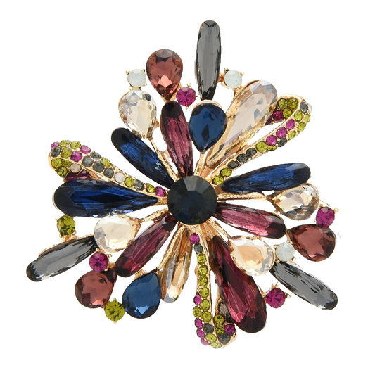 2pcs Sparkling Rhinestone Flower Brooch Set - Elegant Crystal Floral Pins for Wo