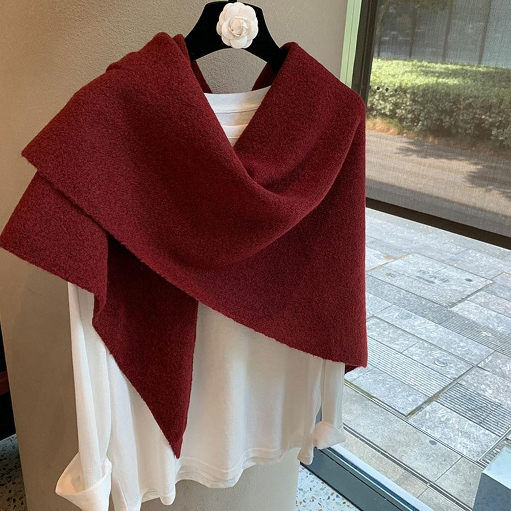 Burgundy Knit Poncho Cape Shawl Wrap Fringe One Size Winter Fall Cozy Warm