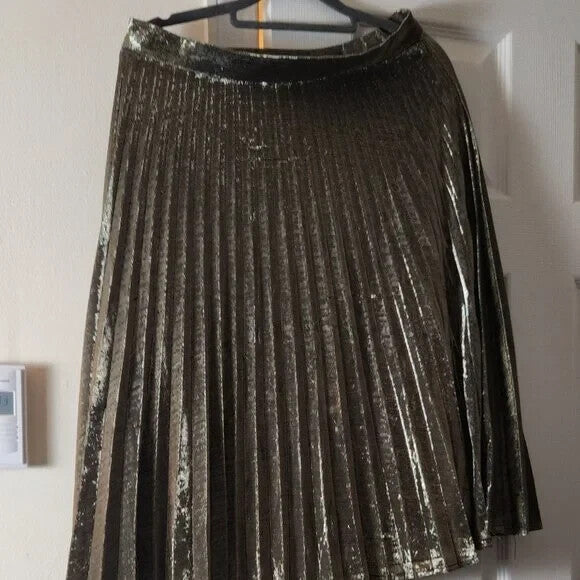 Women's Metallic Silver  A-Line Skirt Shimmer Medium Size Party Wear for Ladies