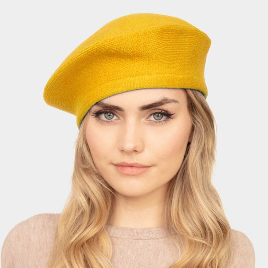Stretchy Solid Color Beret Hat for Women Men Unisex Soft Knit Beanie Cap
