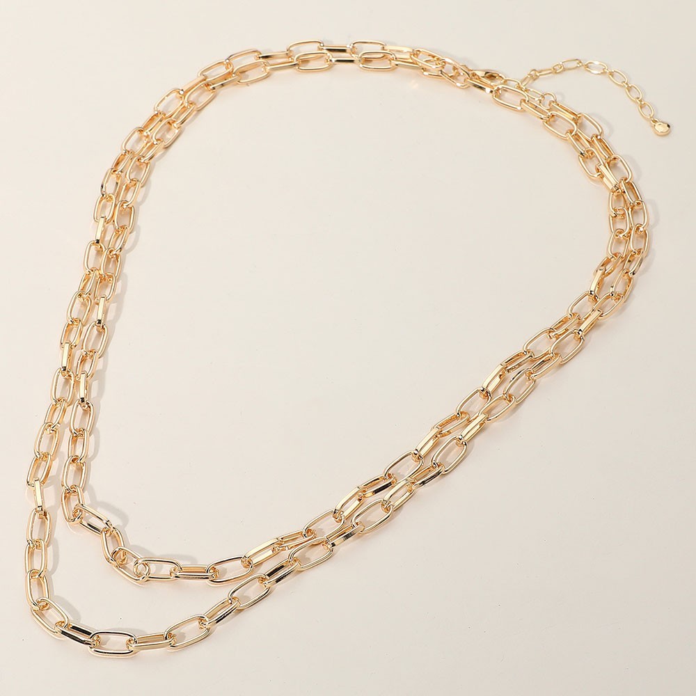Metal Paperclip Chain Long Necklace Gold Tone Layering Statement Jewelry