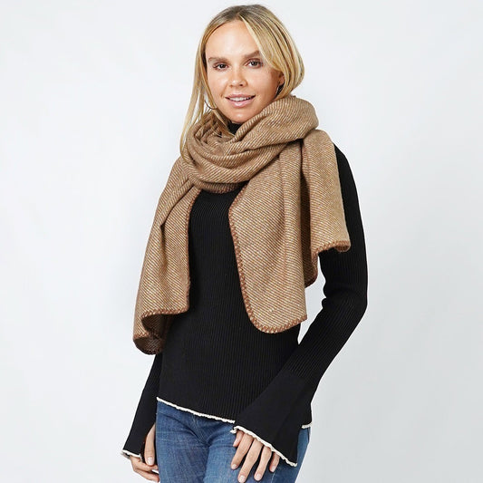 Lurex Woven Oblong Throw Scarf/Shawl for Women 100% Polyester Brown 23.5 X 74.5"