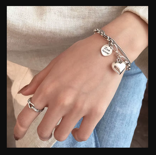 925 Sterling Silver Charms Bracelets For Women Fashion Retro Bracelet Valentine