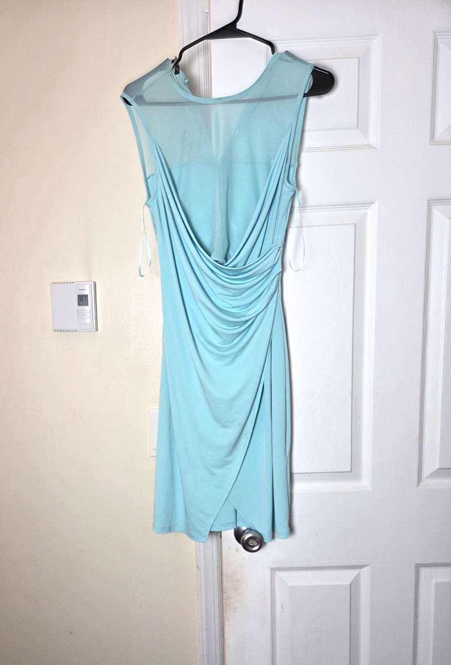 Venus Women Mint Green Mesh Bodice Midi Dress Sleeveless Fit Flare Size M