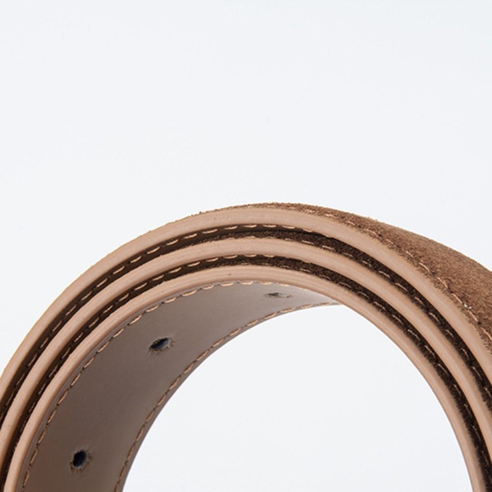2pcs Women Suede Leather Belt Gold Horseshoe Buckle Set Black Brown 41in