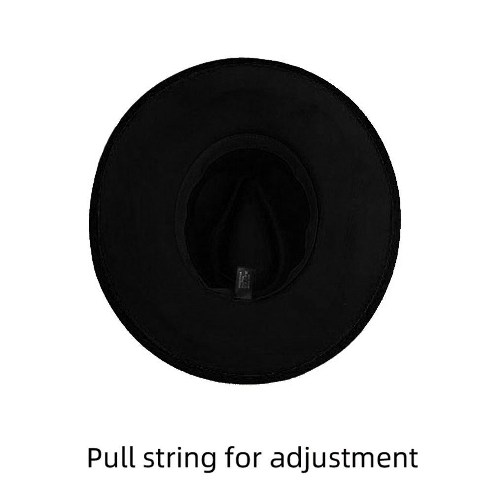 Black Fedora Hat for Women Pointed Brim Gold Chain Band Stone Paved Detail