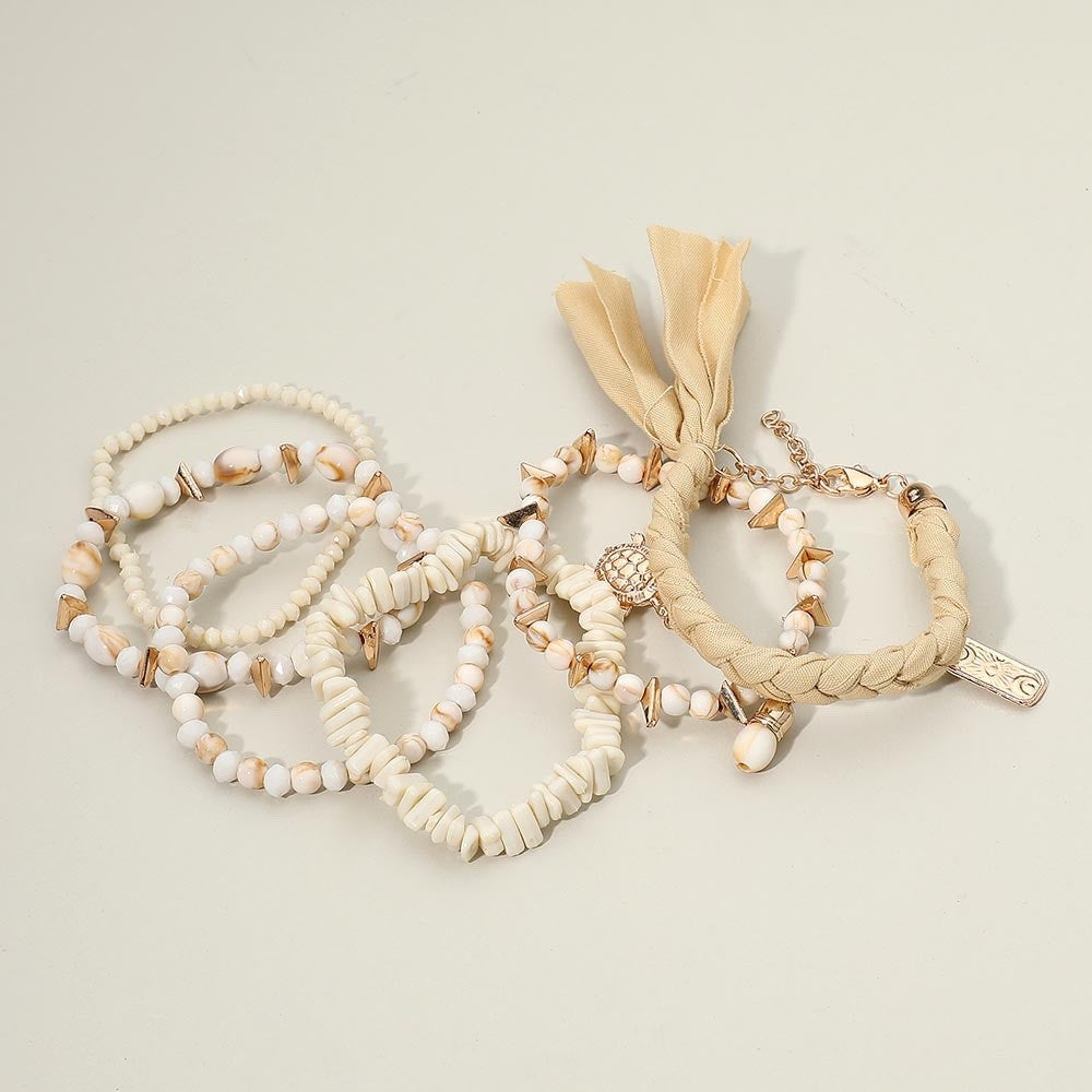 6pcs Versatile Layering Stretch Bracelet and Adjustable Chain Anklet Jewelry Set