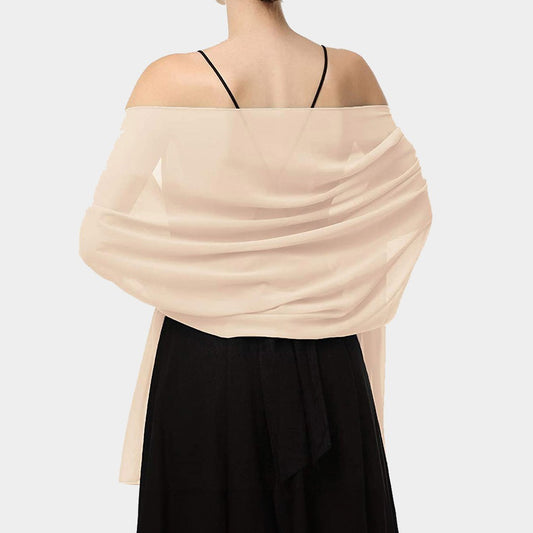 Lightweight Chiffon Shawl Scarf Wrap Dresses or Weddings Acrylic Dry Flat Beige