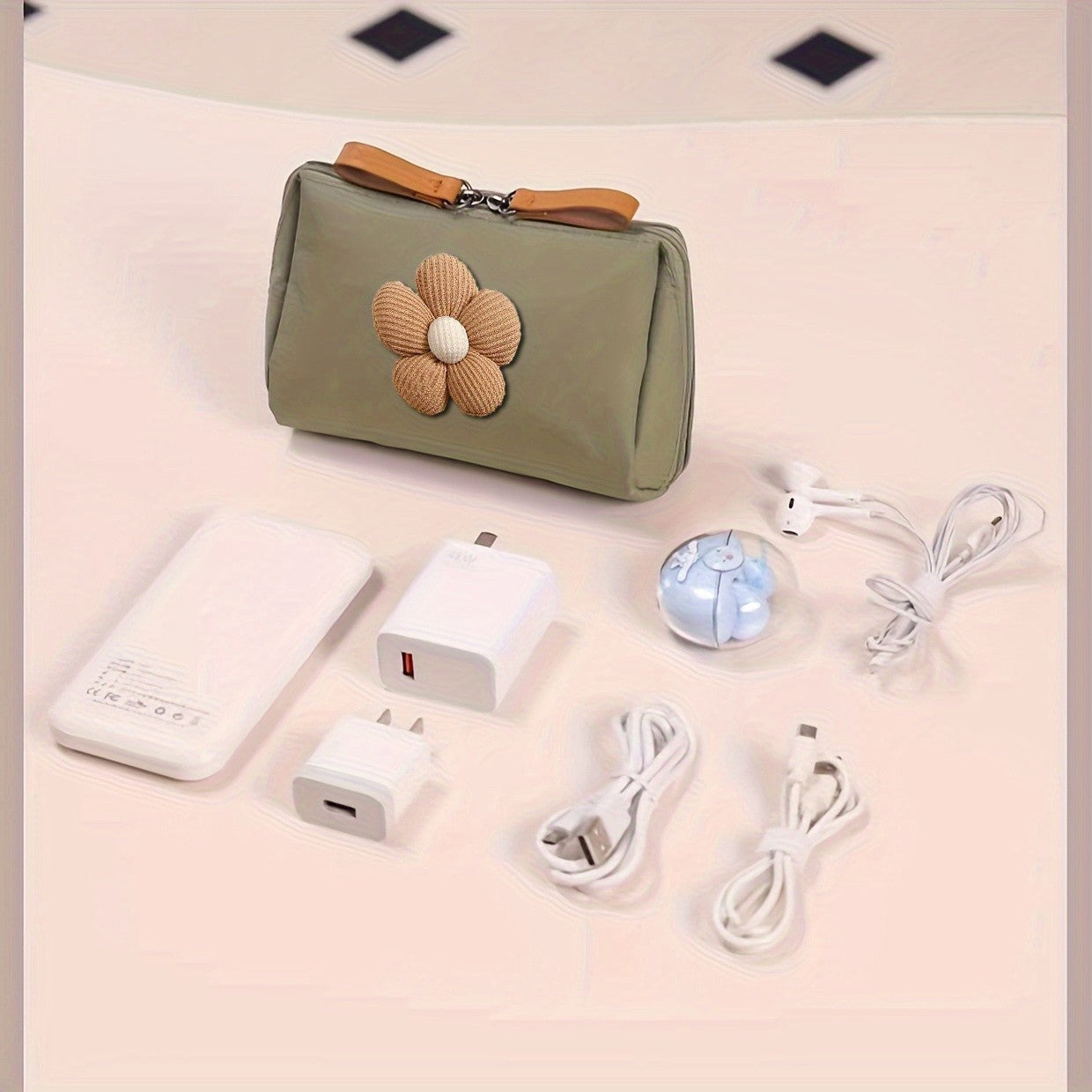 Floral Cosmetic Makeup Bag 3D Flower Travel Tech Organizer Pouch Case