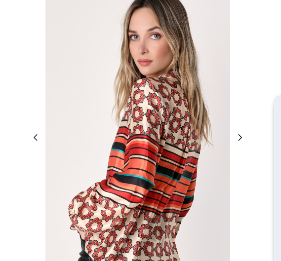 Getting in the Groove Ivory Striped Geo Print Button Up Top Small  for Women 