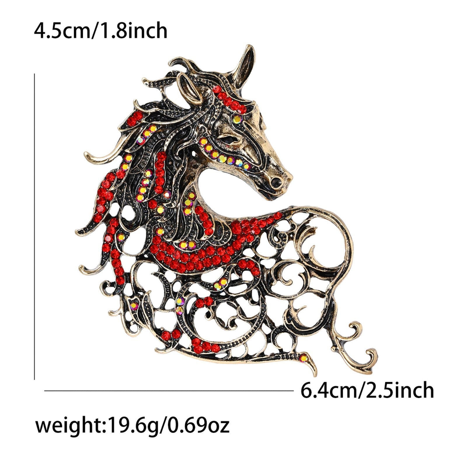 Antique Rhinestone Horse Brooch Pin Statement Jewelry Turquoise Pink