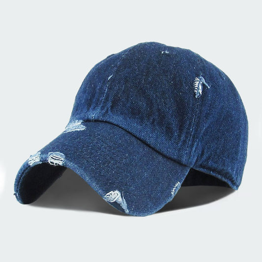 Vintage Baseball Cap Men's Dark Blue Denim 100% Cotton with Adjustable Strapback