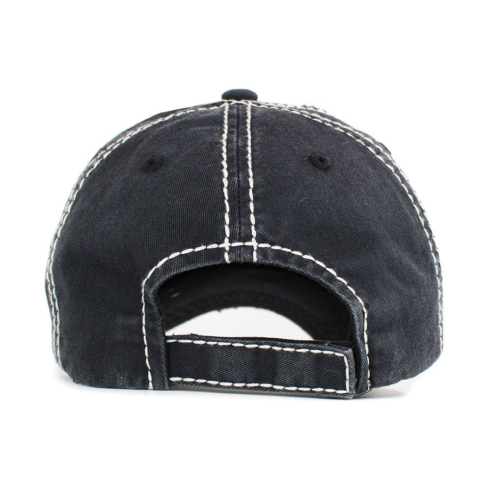 Walk By Faith 2 Corinthians 5:7 Distressed Black Baseball Cap Hat Christian Gift