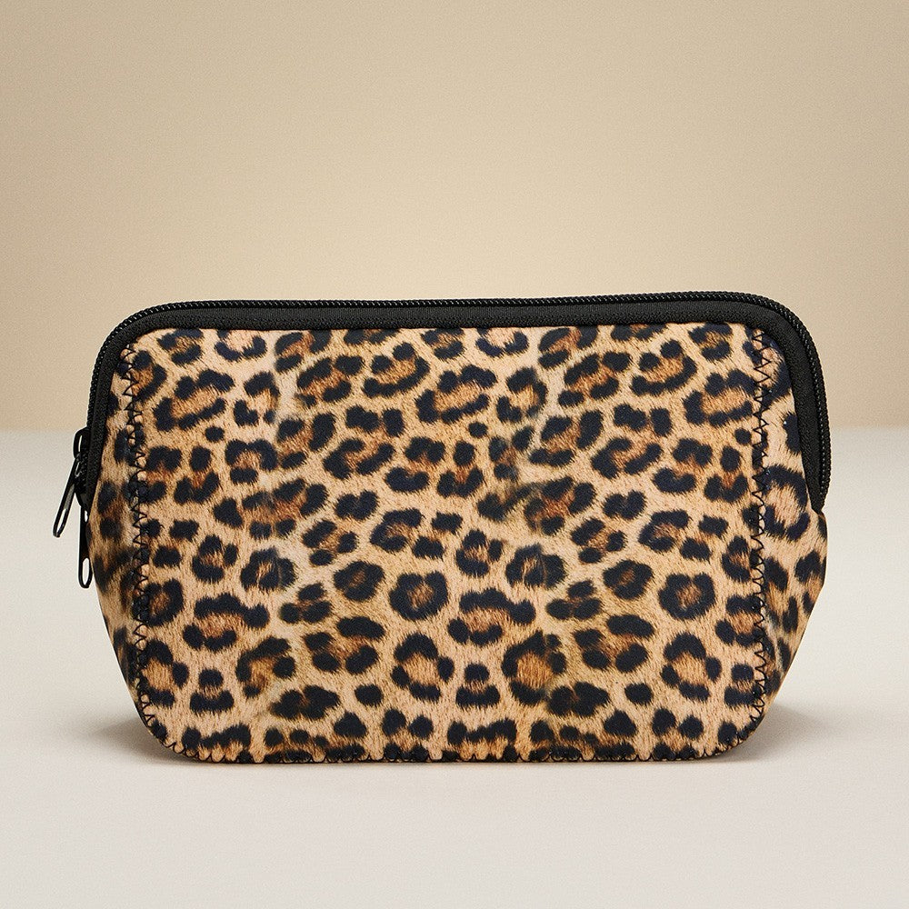 Animal Print Neoprene Cosmetic Bag Makeup Pouch Travel Zipper Organizer 10"