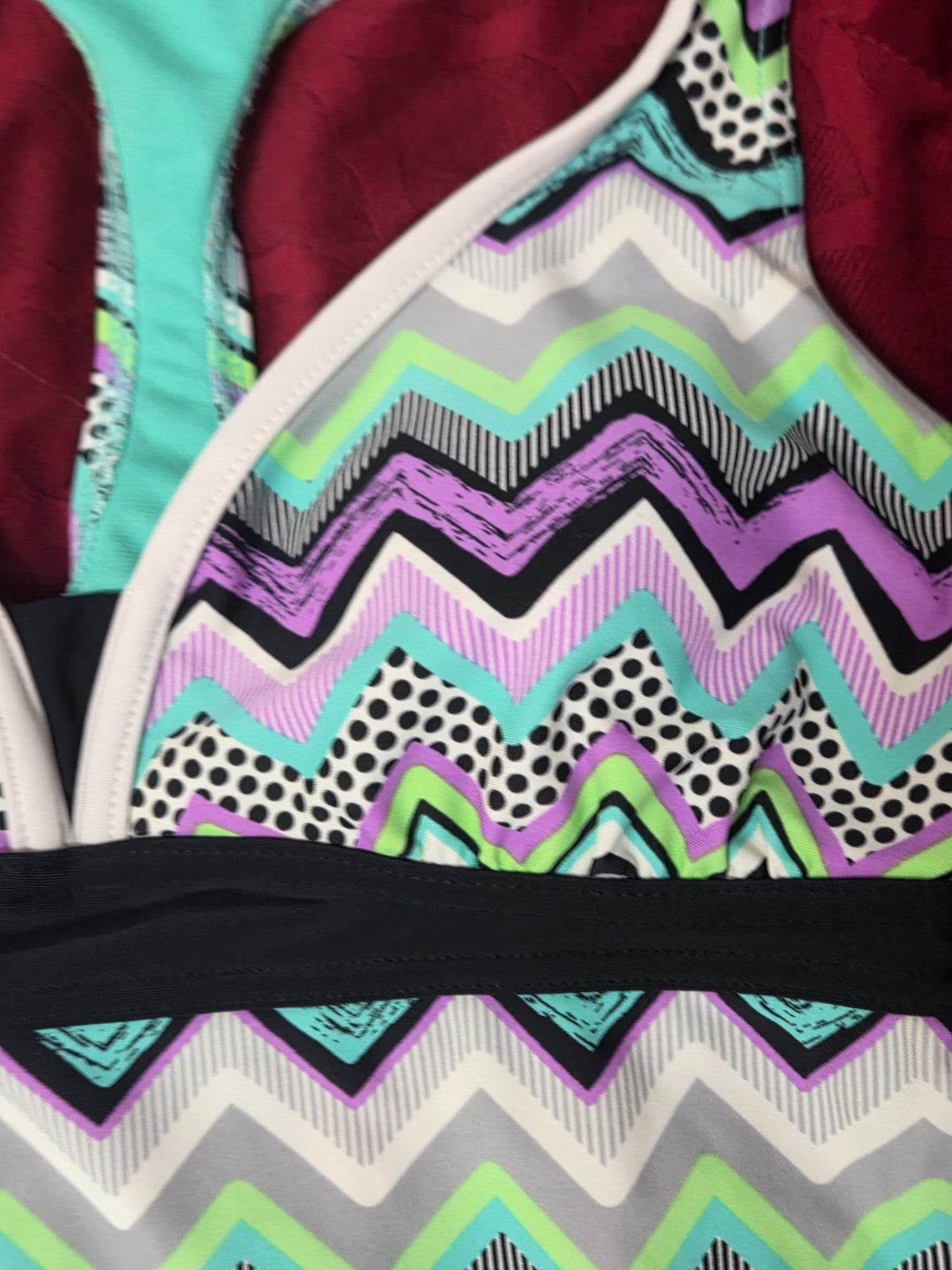 Chevron Racerback Swim Top for Women Size 10 Tankini Style Athletic Swimsuit Top