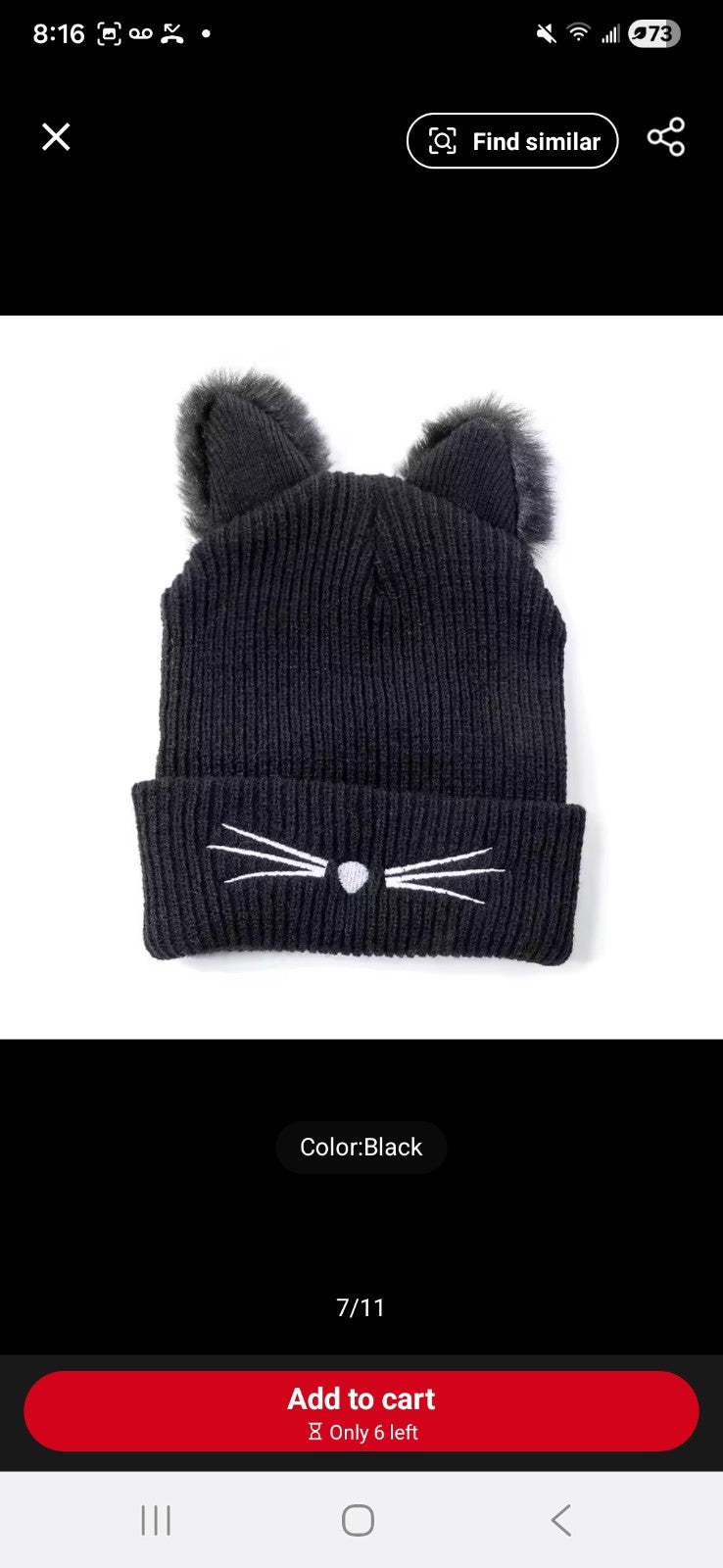 3pcs Women Cat Ear Beanie Hat Set Knit Skull Cap Winter Warm Faux Fur Pom Pom