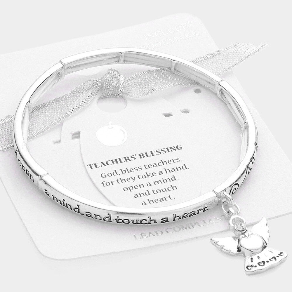 Teacher Appreciation Stretch Bracelet Blessing Message Charm Gift Jewelry
