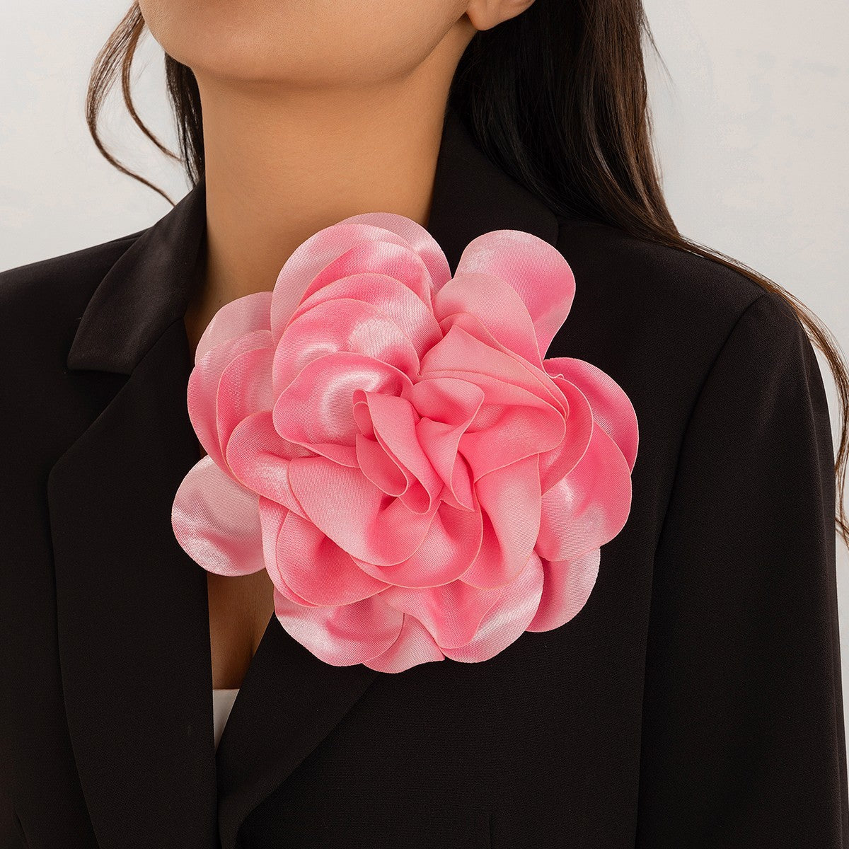 3pcs Large Oversized Flower Brooch Pin Set Satin Rose Floral Corsage Wedding 7.6