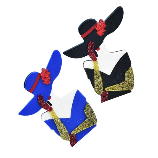 2pcs Elegant Acrylic Beauty Lady Brooches Glitter Fashion Pins Jewelry Set