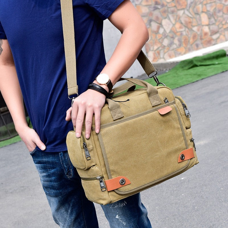 New Men's Vintage Canvas Messenger Bag Laptop Briefcase Satchel Travel Crossbody