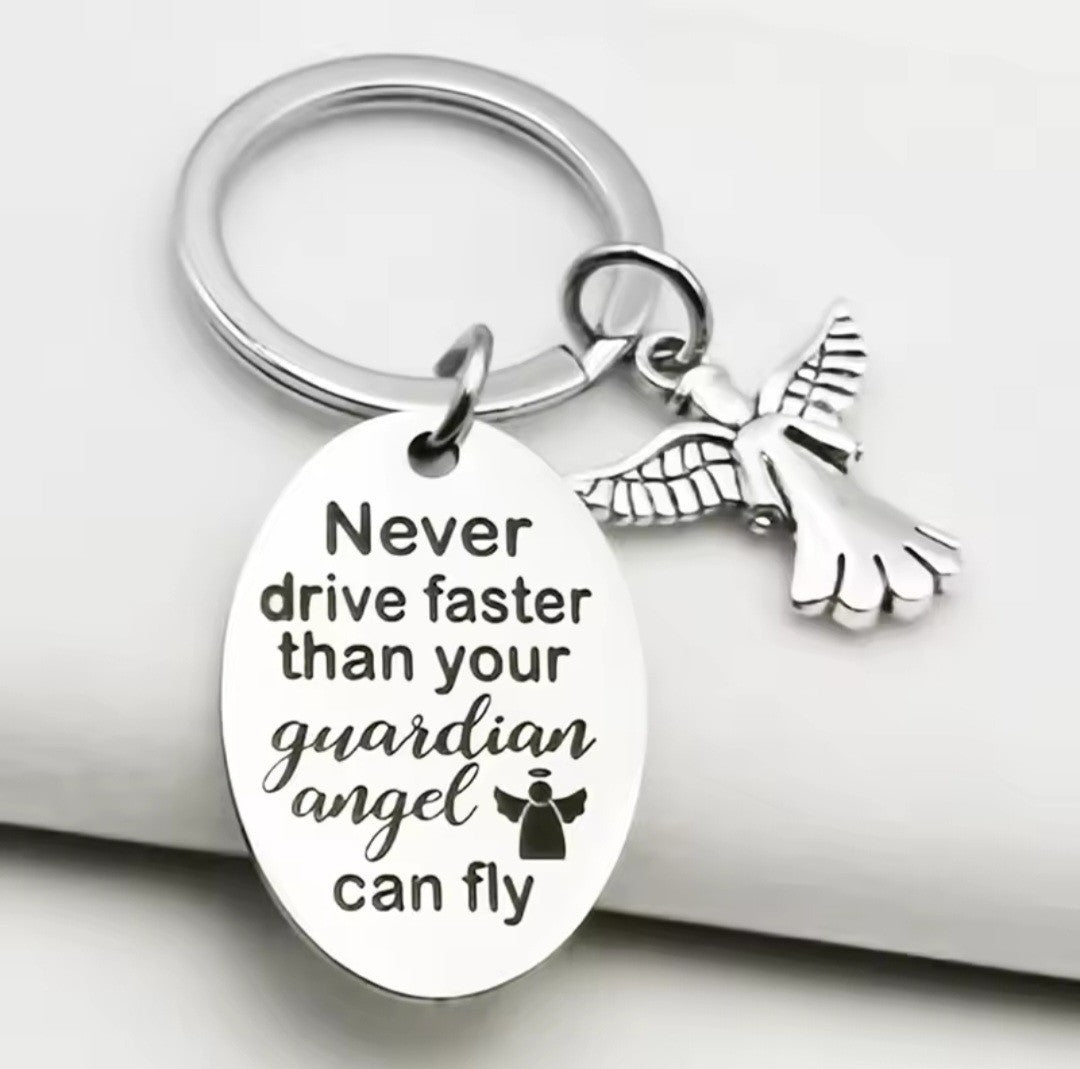 2pc Guardian Angel Keychain Drive Safe New Driver Gift Teens Sweet 16 Keyring