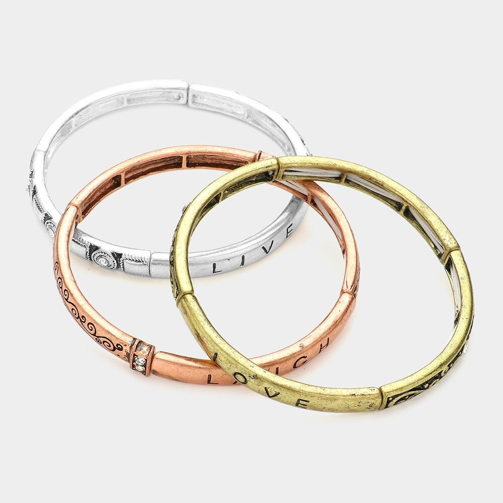 Live Love Laugh Inspirational Bangle Bracelets Gift Ideas Motivational Jewelry