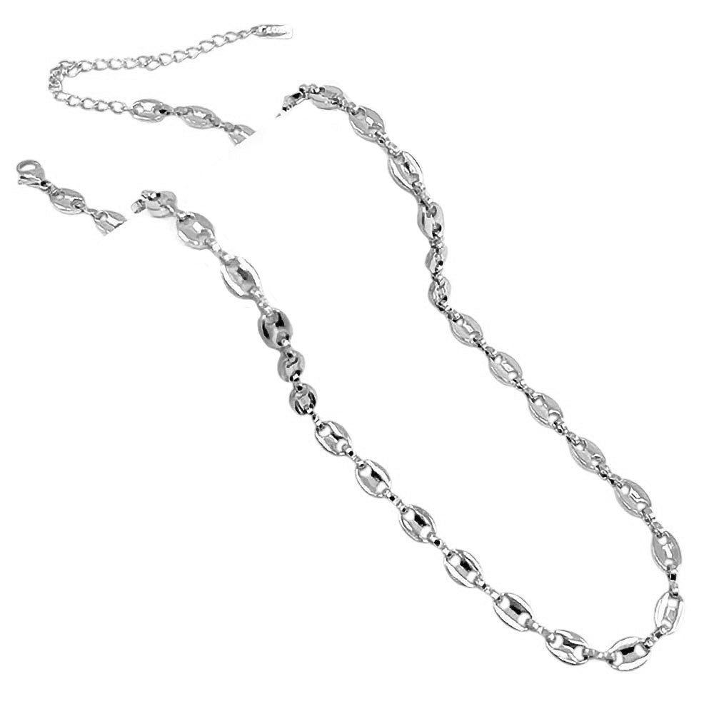 Stainless Steel Mariner Link Chain Necklace for Women Adjustable Lobster Clasp