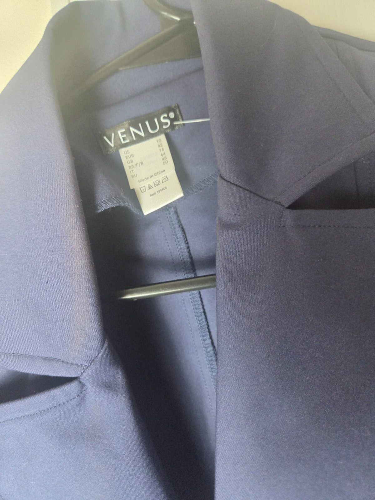 Navy Blue Asymmetrical Peplum Blazer Jacket Gold Zippers Buttons Women's Size 10