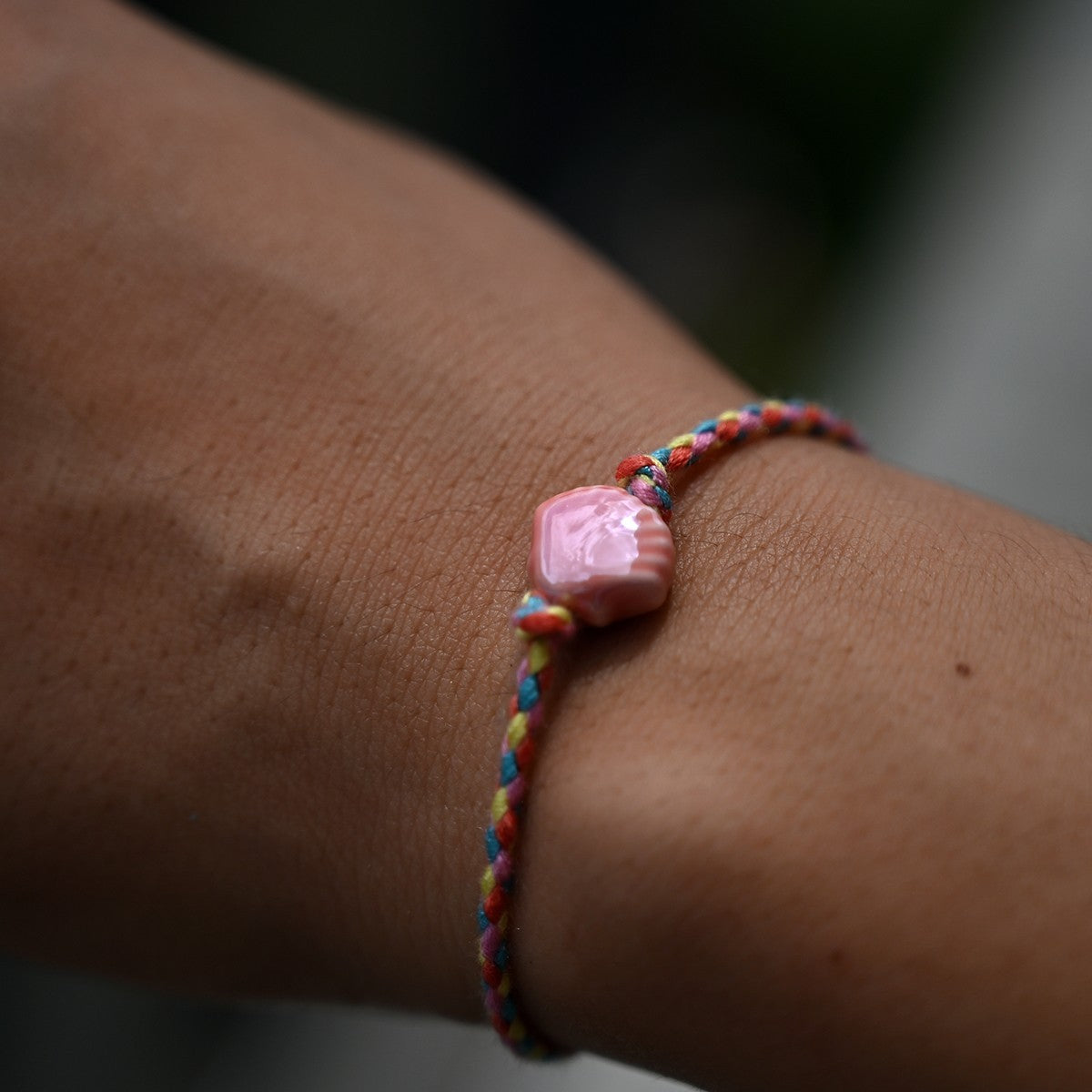 10 Colorful Braided Ceramic Seashell Bracelet Adjustable Handmade Beach Jewelry