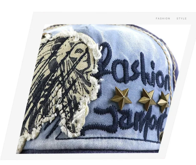 Men & Women's Baseball Cap Willow Spike Embroidered Adjustable Cotton Blue