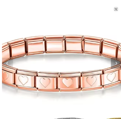 Women’s Stainless Steel 9mm Heart Link Bracelet Elastic Chain Fashion Jewelry