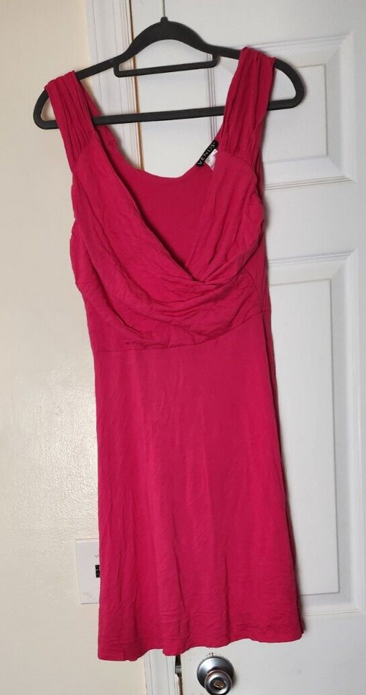 Women's Pink Midi Dress Sleeveless Hot Pink Dresses for Ladies Knee High Outfit