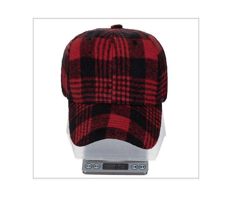 Buffalo Plaid Red Black Check Baseball Cap Hat Adjustable Flannel Style