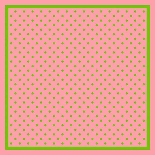 Pink and Lime Green Polka Dot Square Silk Feel Neck Scarf Head Wrap